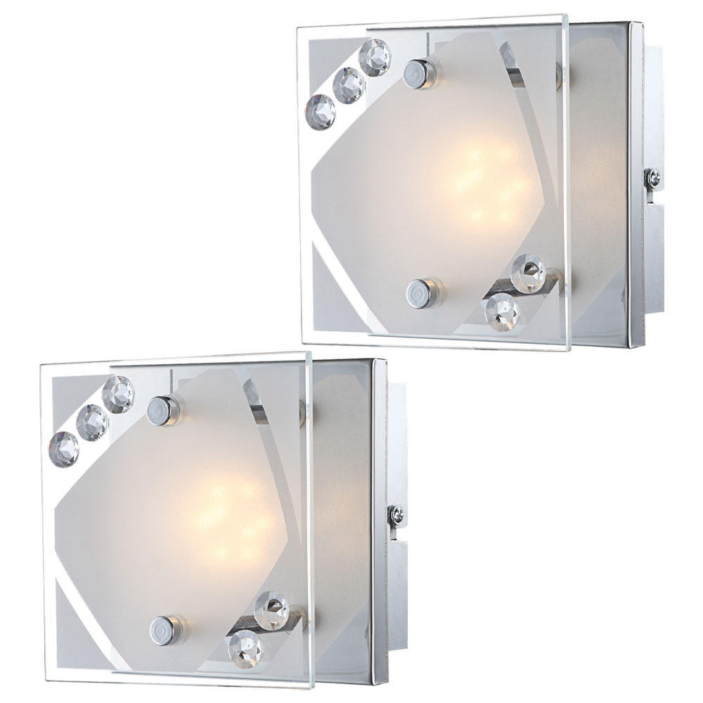 LED WANDLEUCHTE MIGO Metall Silber - Silberfarben, Glas (12/9/12cm) - Globo Lighting