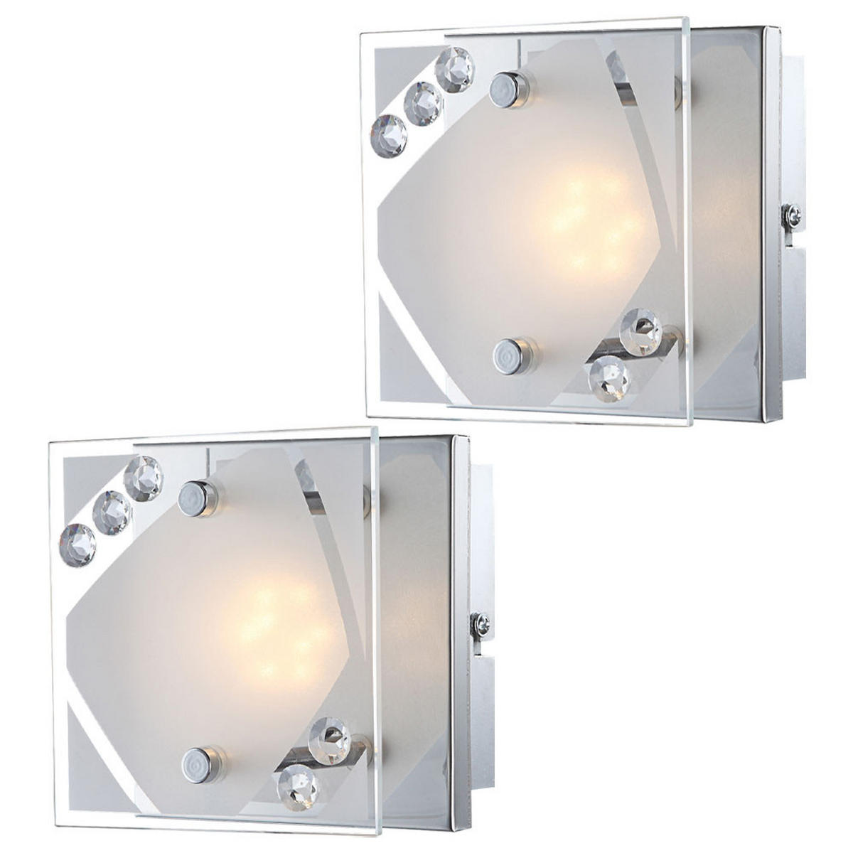 LED WANDLEUCHTE MIGO Metall Silber - Silberfarben, Glas (12/9/12cm) - Globo Lighting