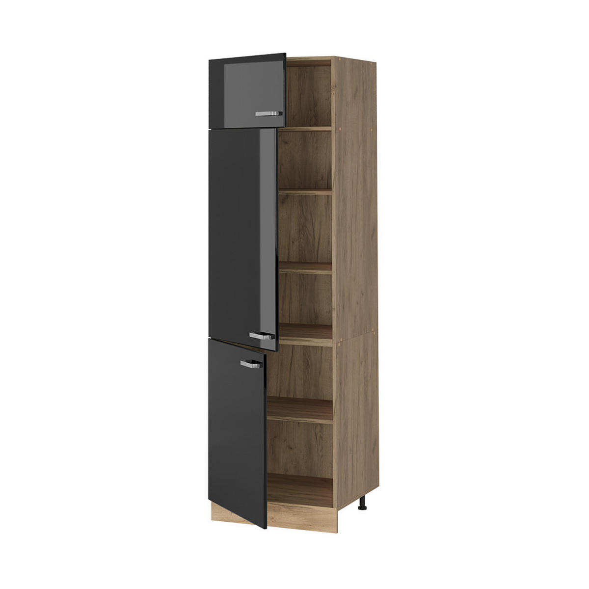 DULAP ÎNALT R-Line, Negru lucios ridicat/Stejar auriu, 60 cm - stejar miere/negru cu luciu intens, compozit lemnos (60/206.8/57.2cm) - Vicco