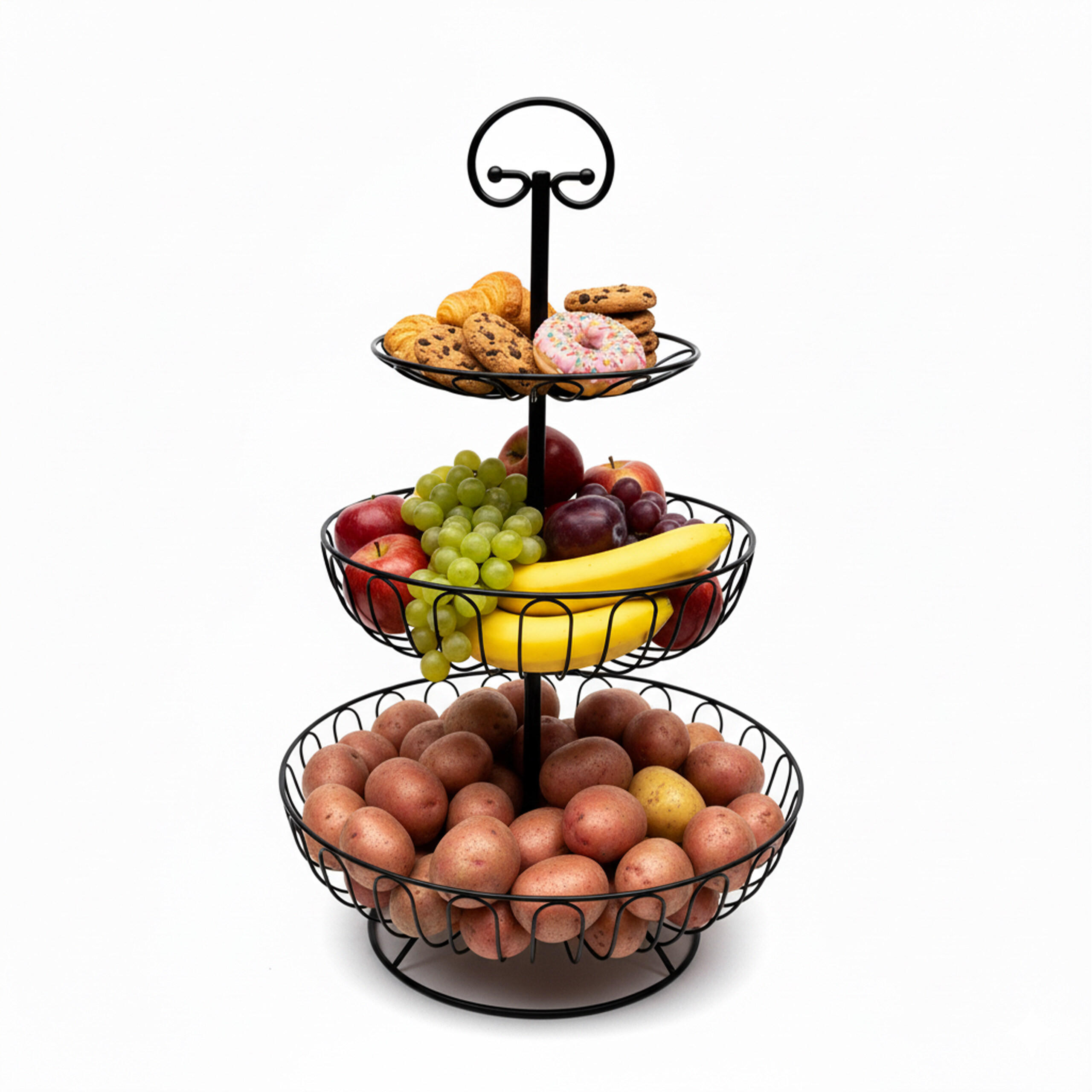 OBST-ETAGERE - Schwarz, Metall (30/47cm) - Relaxdays