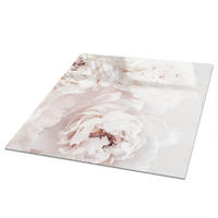 TISCHPLATTE 50x50 cm – Cremefarbene Pfingstrosen - Creme, Glas (50/50/0.4cm) - Wallfluent