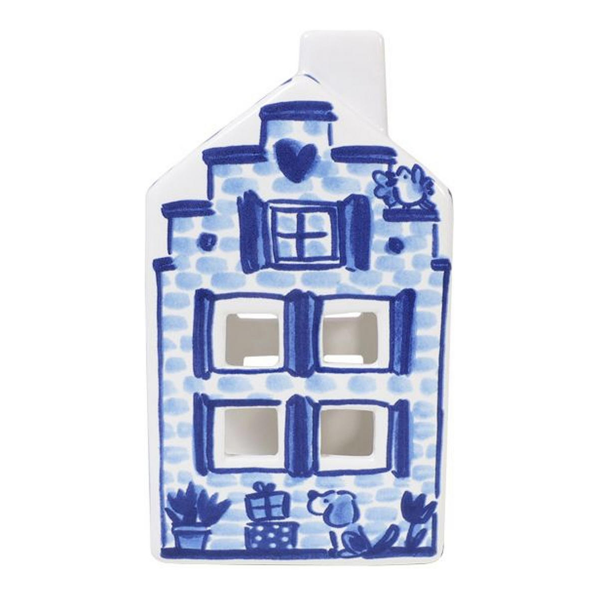 TEELICHTHALTER Häuschen in Blau - 14,5cm - Blau, Keramik (8.5/14.5/8.3cm) - Blond Amsterdam
