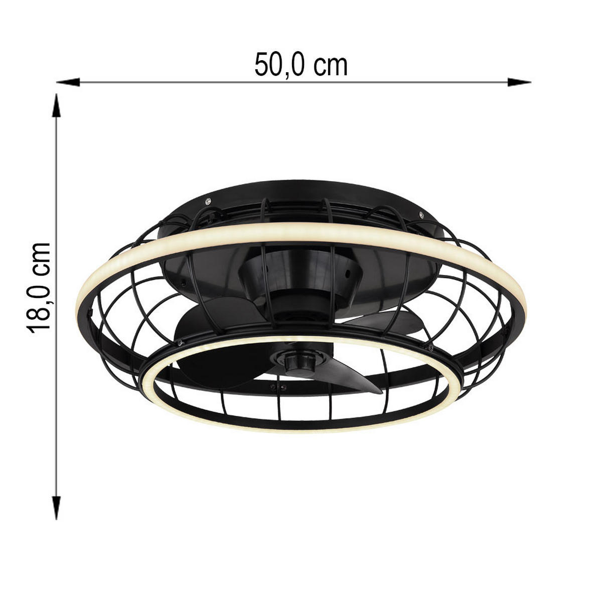 LED DECKENLEUCHTE LEONHARD Schwarz Kunststoff - Schwarz, Metall (50/50/18cm) - Globo Lighting