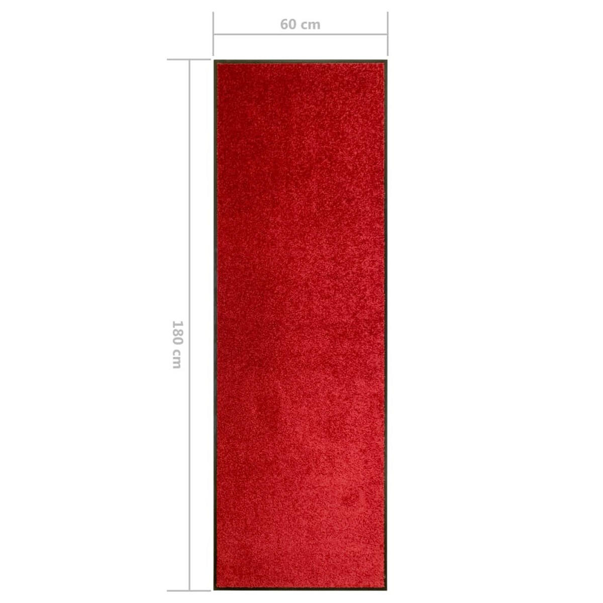 FUSSMATTE Waschbar Rot 60/180 Cm - Rot, Textil (60/180cm) - vidaXL