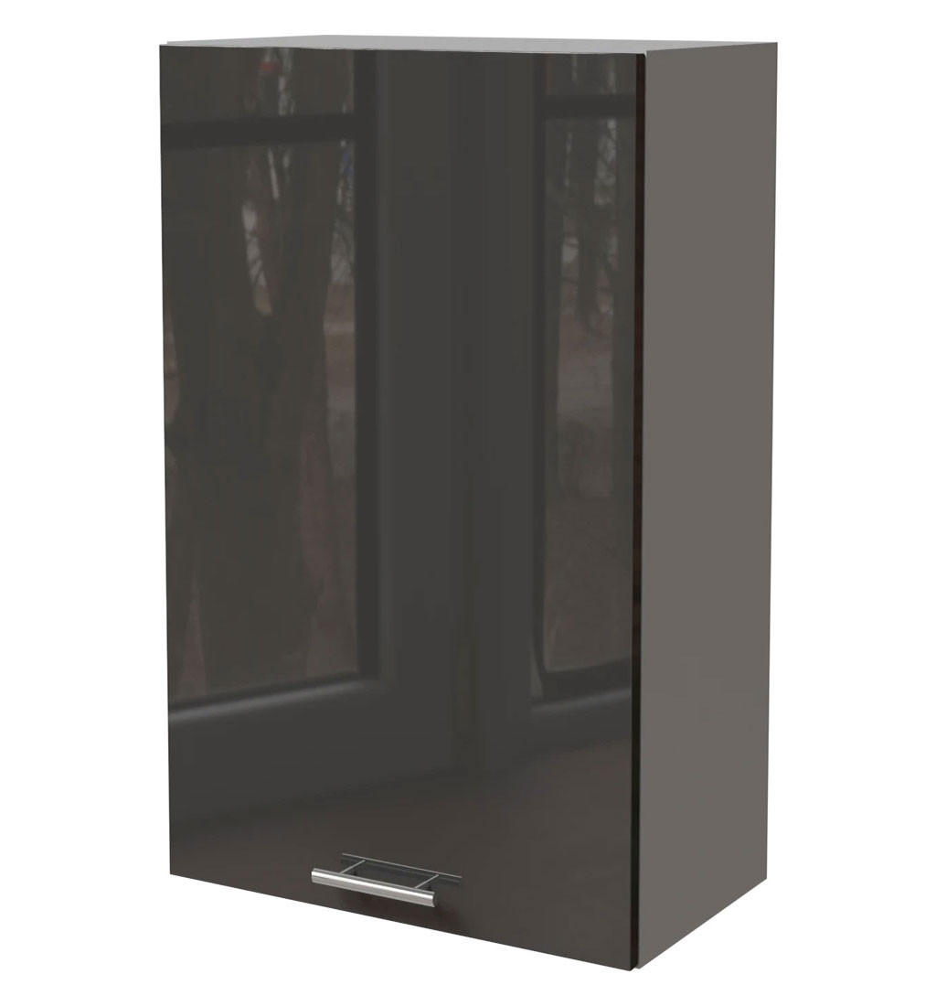 KÜCHENHÄNGESCHRANK Essen W4/60/1 Graphit Hochglanz / Grau Matt 60 / 32,5 / 96cm - Graphitfarben/Grau, Holz/Holzwerkstoff (60/96/32.5cm) - Feldmann-Wohnen