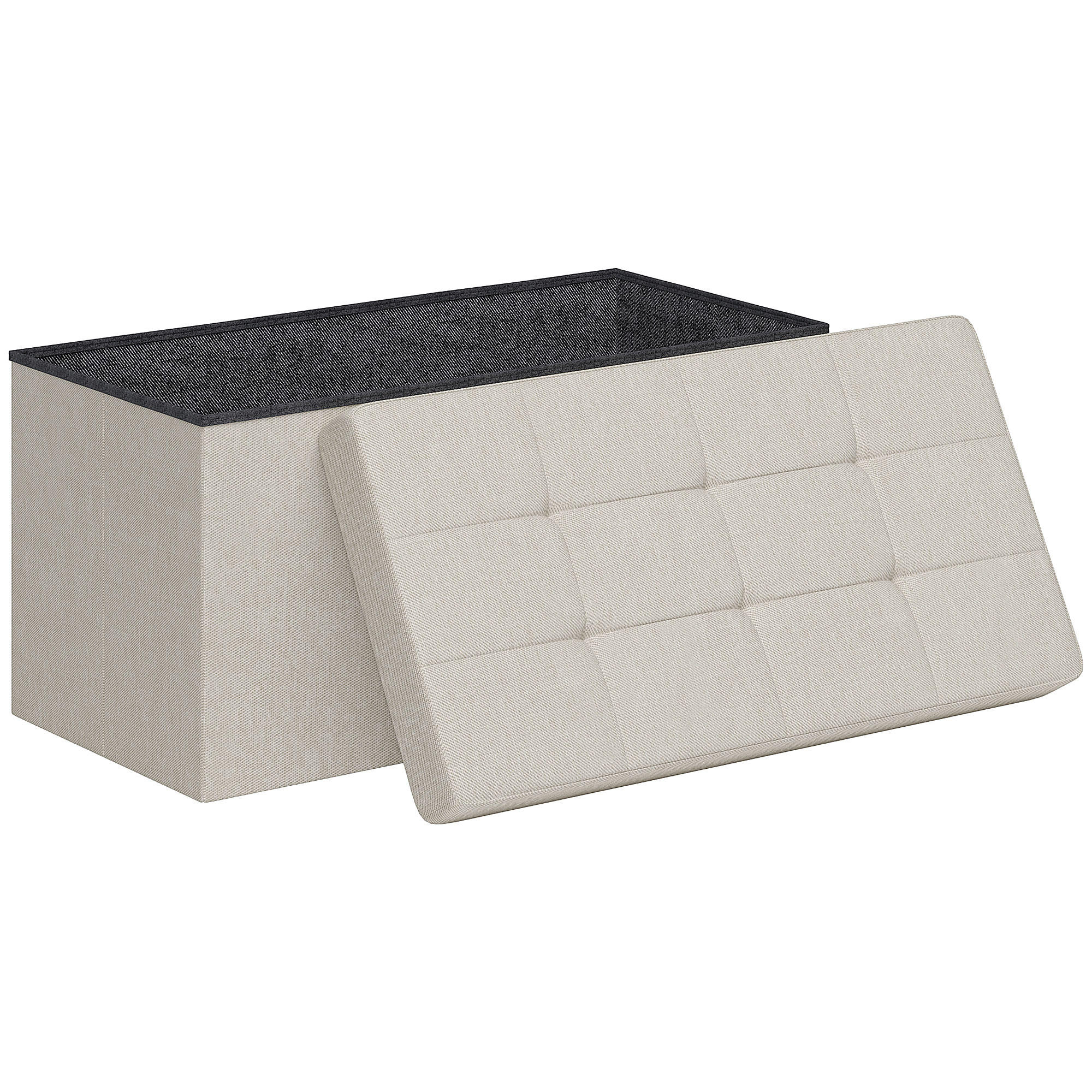 TRUHENBANK DE-16387 klappbar mit Stauraum und Knopfheftung Creme - Creme, Textil (76/38/38cm) - ComfortXL