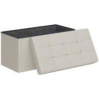 TRUHENBANK DE-16387 klappbar mit Stauraum und Knopfheftung Creme - Creme, Textil (76/38/38cm) - ComfortXL