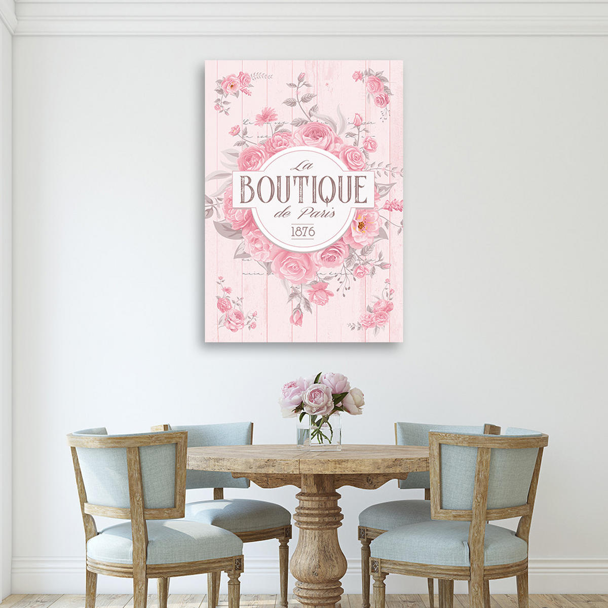 WANDBILD shabby chic blumeninschrift - Pink, Textil (40/60cm) - Feeby