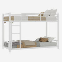 ETAGENBETT mit Leiter und Schutzgeländer 197 x 98 x 136 cm Metall Weiß - Weiß, Metall (90/190cm) - Beauniv