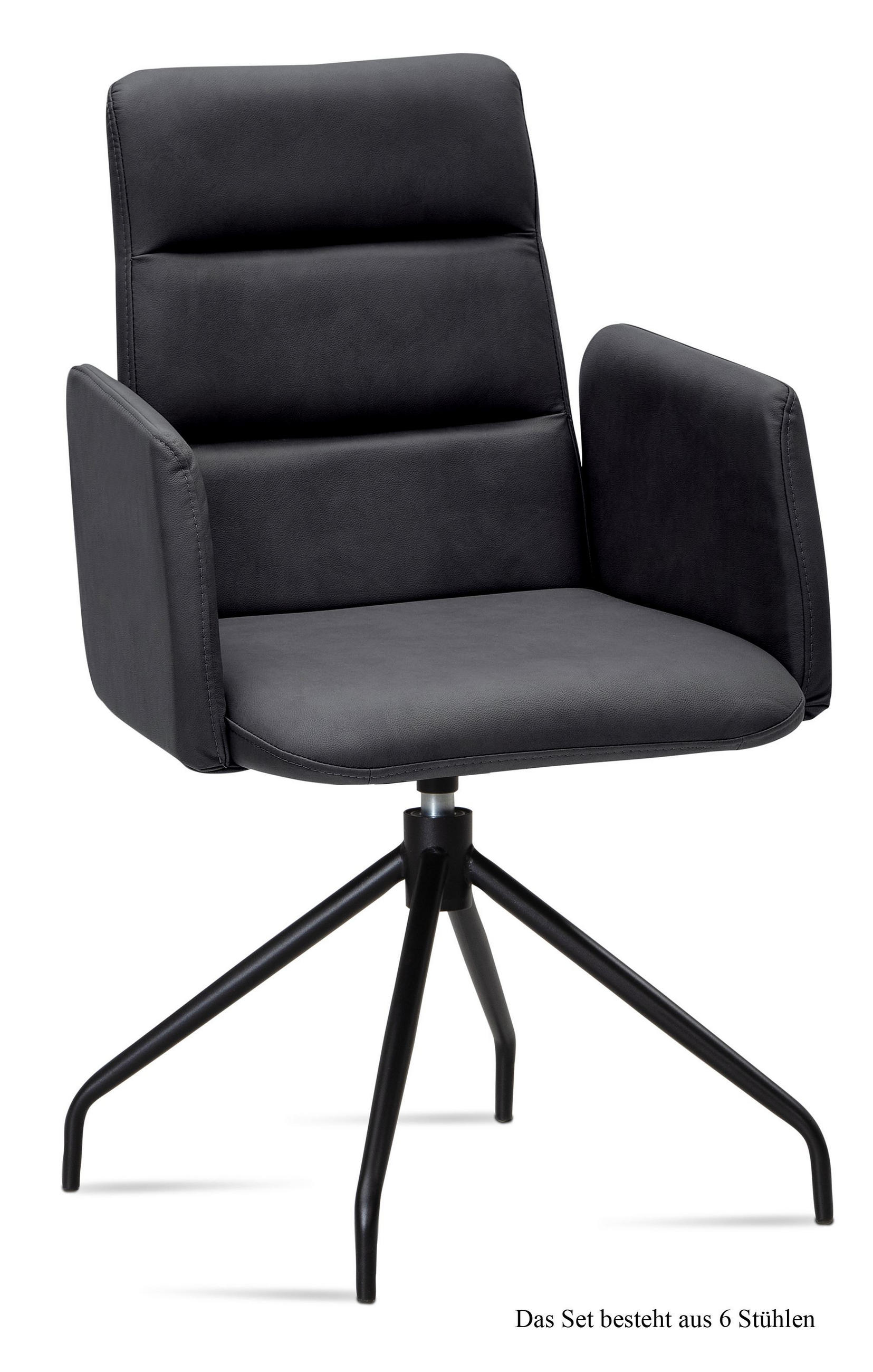ARMLEHNSTUHL drehbar (6er-Set) Domona 52x92x60 Schwarz/Anthrazit - Anthrazit/Schwarz, Kunststoff (60/92/52cm) - 58aufmkessel