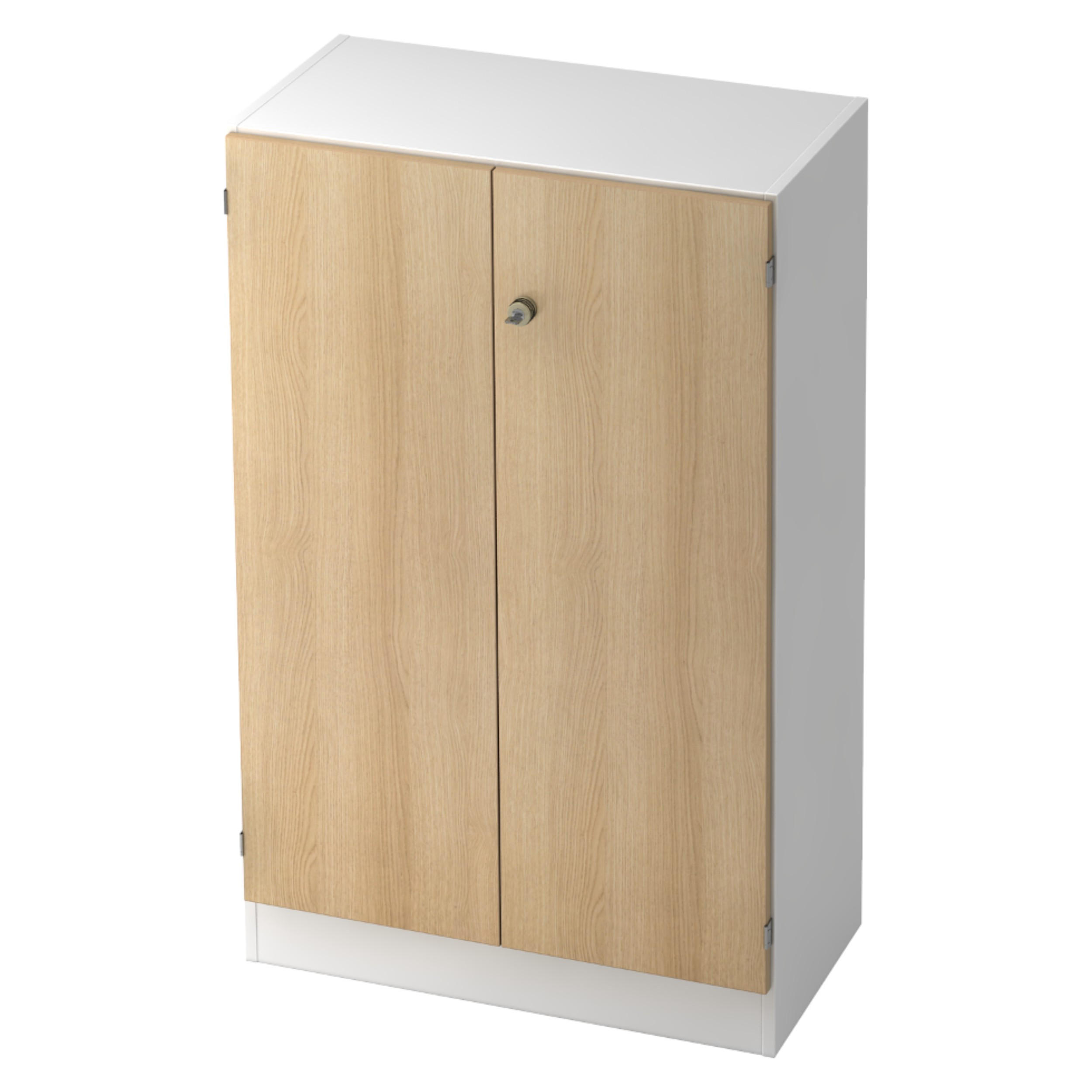 bümö Aktenschrank Weiß, Eiche 80x127x42 cm