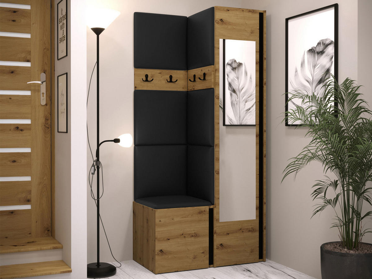 GARDEROBEN-SET Orion XXV - Schwarz/Eiche Artisan, Holzwerkstoff/Kunststoff (82/186/46cm) - MIRJAN24