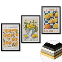 WANDBILDER 3er-Set - 40x60 cm Schwarzer Rahmen - Retro gelbe Zitrusfrüchte - Schwarz, Kunststoff (40/60cm) - ArtPrintCave