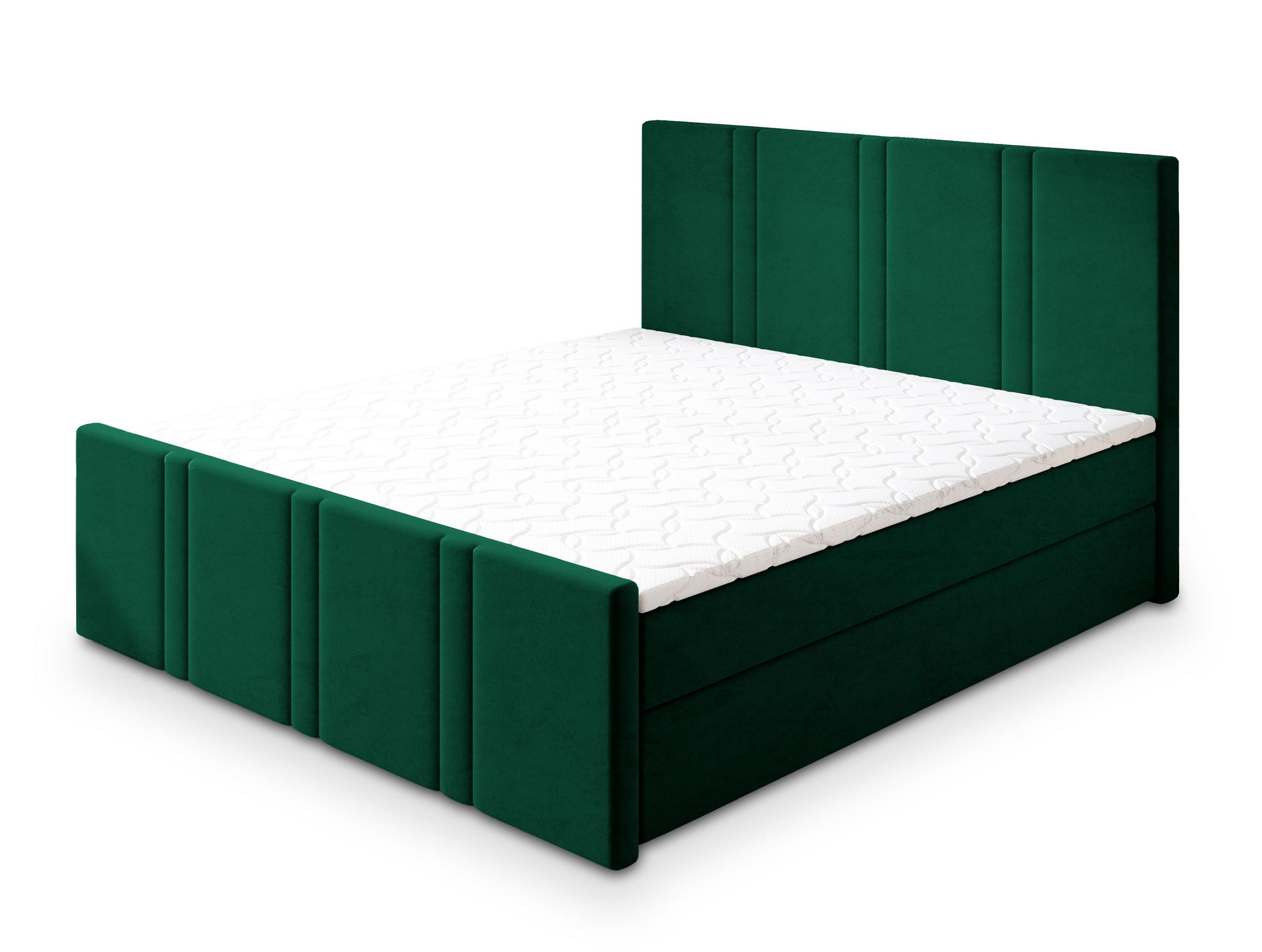 POSTEL BOXSPRING COMOZA 160x200 cm, s matrací a úložným prostorem, tmavě zelená - tmavě zelená, kompozitní dřevo/textil (160/200cm) - MASSENO