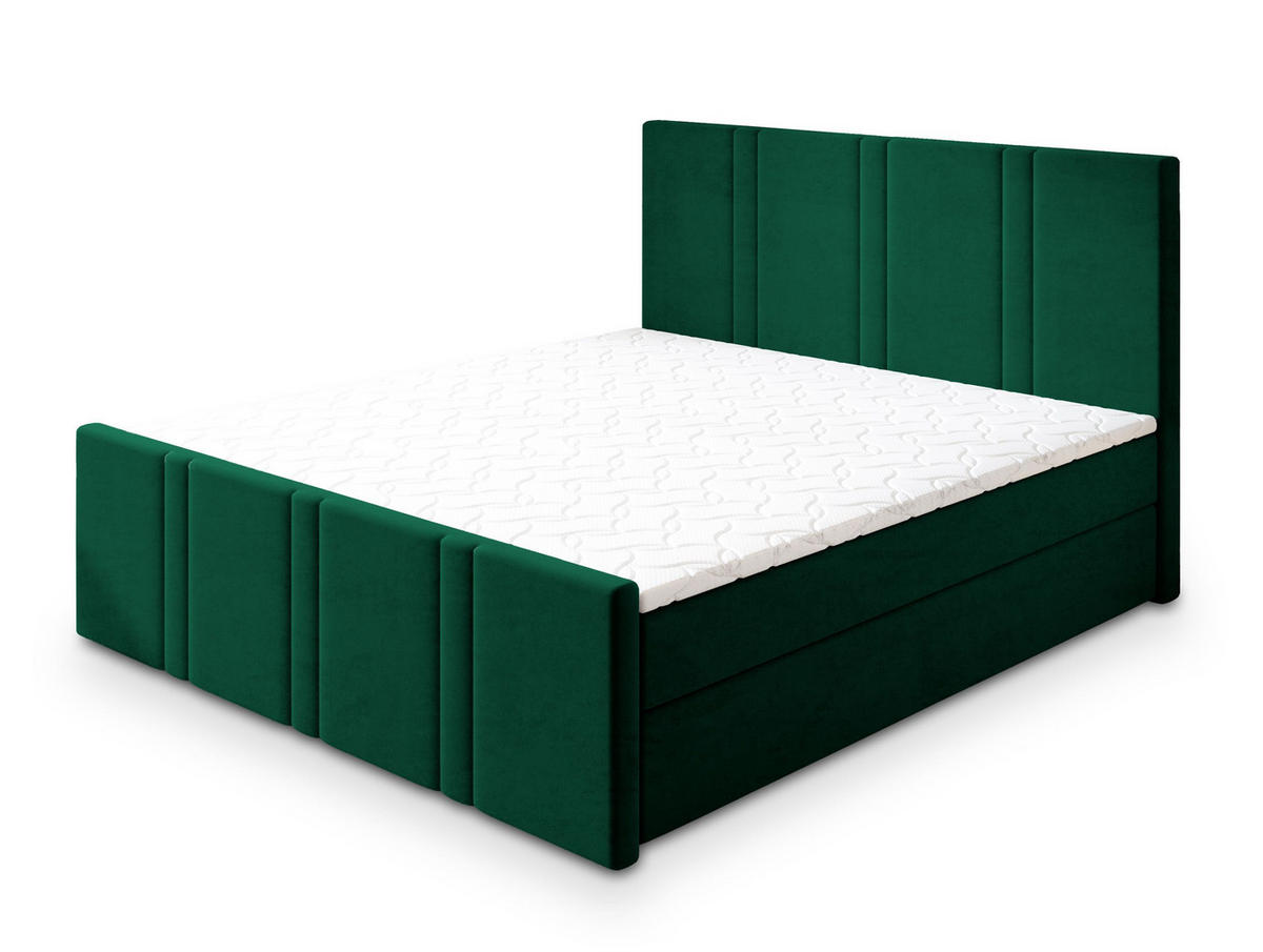POSTEL BOXSPRING COMOZA 160x200 cm, s matrací a úložným prostorem, tmavě zelená - tmavě zelená, kompozitní dřevo/textil (160/200cm) - MASSENO
