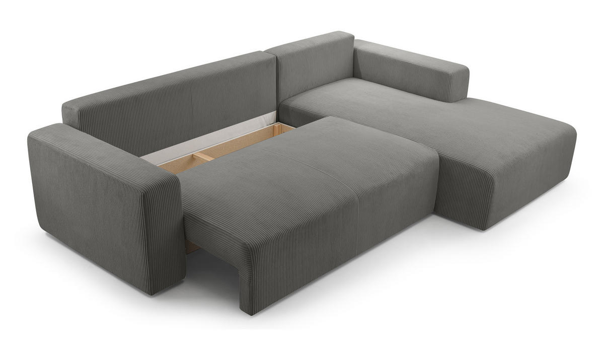 ECKSOFA L Form Catea Grau 279/145/84 cm Rechts mit Schlaffunktion - Schwarz/Grau, Kunststoff/Textil (279/145cm) - AX Living