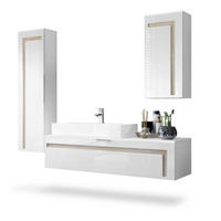 BADMÖBELSET Aloha Absetzungen in Eiche sägerau - Eiche San Remo, Holzwerkstoff (210/185/51cm) - Vladon