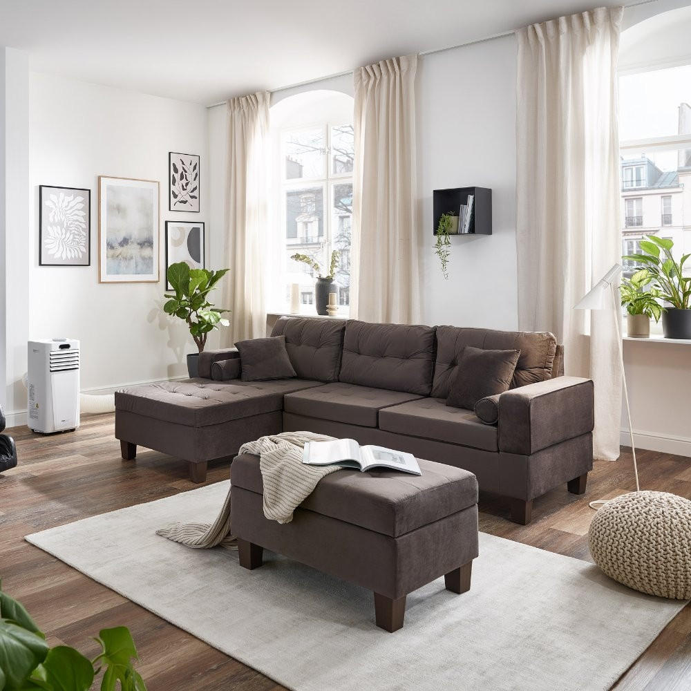 SOFA ROM - Farbe: Braun - Braun, Kunststoff (242.6/154.3cm) - Home Deluxe