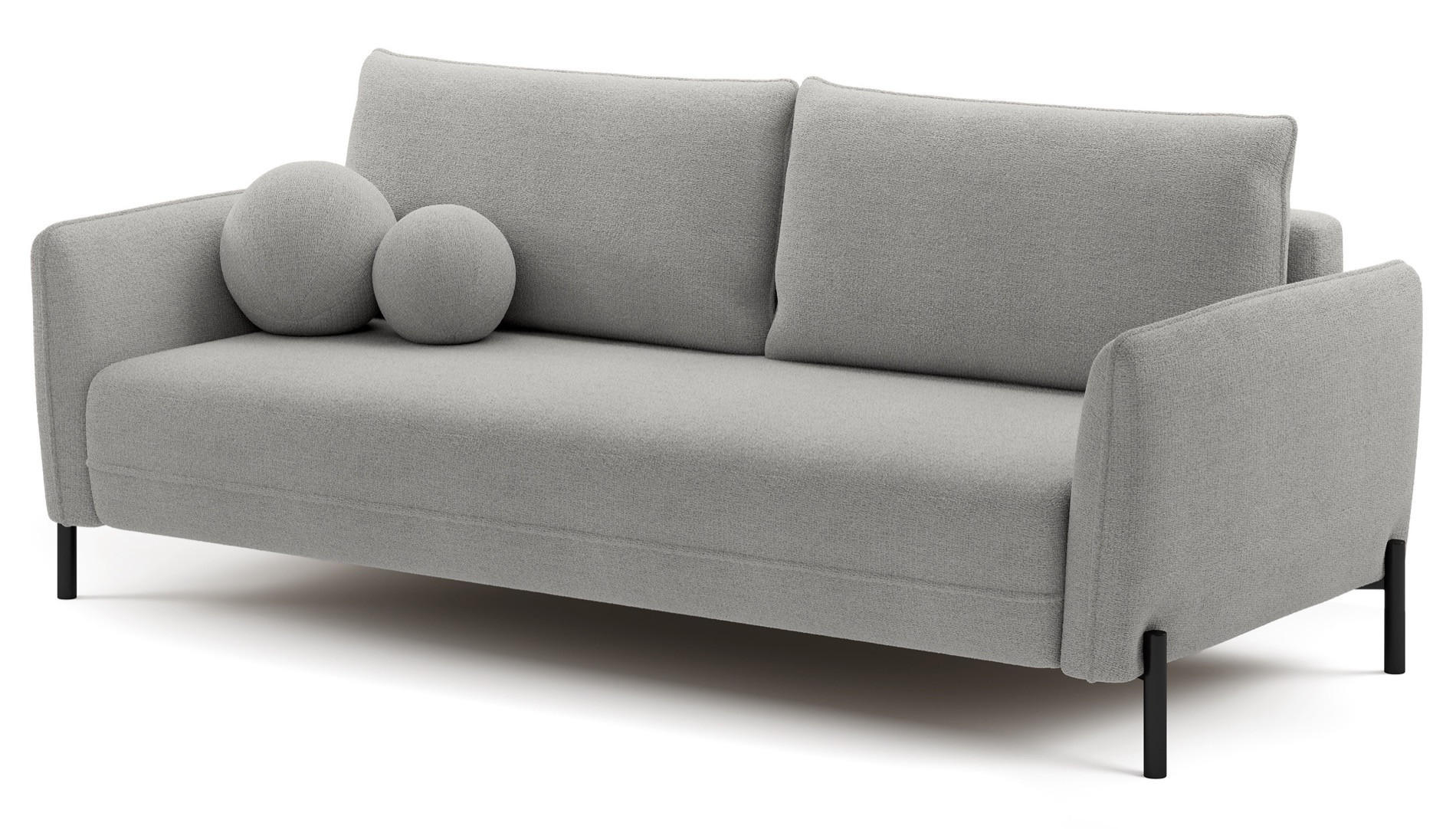 SOFA Veruco Grau mit Schlaffunktion - Schwarz/Grau, Textil/Metall (234/90/100cm) - Selsey