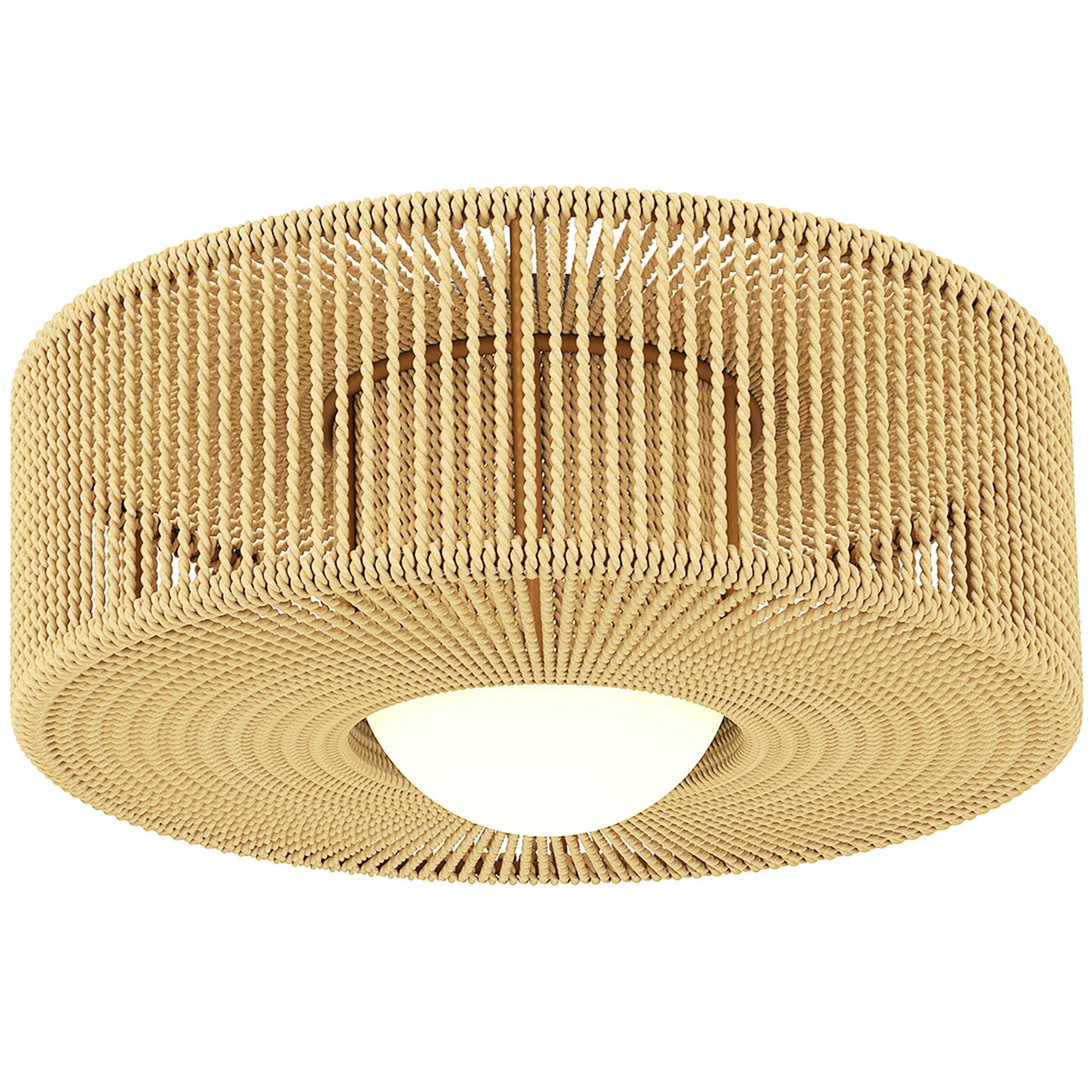 DECKENLEUCHTE, Boho-Deckenlampe Hängend mit G9 LED Fassung, Rund Hanfseil - Beige, Metall (30/30/16cm) - HOMCOM