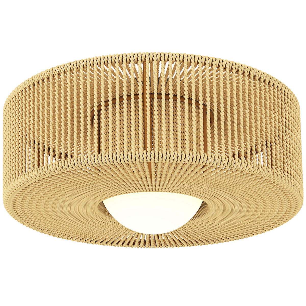 DECKENLEUCHTE, Boho-Deckenlampe Hängend mit G9 LED Fassung, Rund Hanfseil - Beige, Metall (30/30/16cm) - HOMCOM