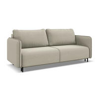 3-SITZER SOFA mit Schlaffunktion Samt Stoff Creme - Perlmutt/Creme, Holz/Textil (226/90/92cm) - Makamii