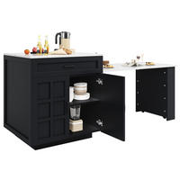 BARTISCH ausziehbar mit Stauraum 133-202 x 70 x 93,5 cm Schwarz - Schwarz, Holz (70/93.5/202cm) - Beauniv