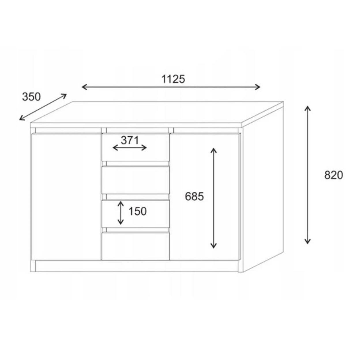 KOMMODE Anthony 2D4S 112/35/82 weiß - Weiß, Holzwerkstoff (112/82/35cm) - Beautysofa