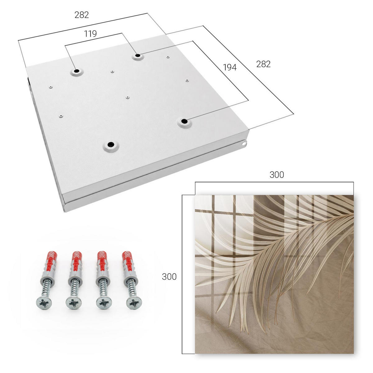 SCHLÜSSELBOX Weiß 30x30 cm – Türöffnung nach rechts - Natürliche Eleganz - Beige, Metall (30/30/5cm) - TULUP
