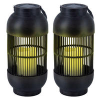 LED AUSSENLEUCHTE Solar Tischleuchte Schwarz 2er Set - Schwarz, Kunststoff (14.5/33/14.5cm)