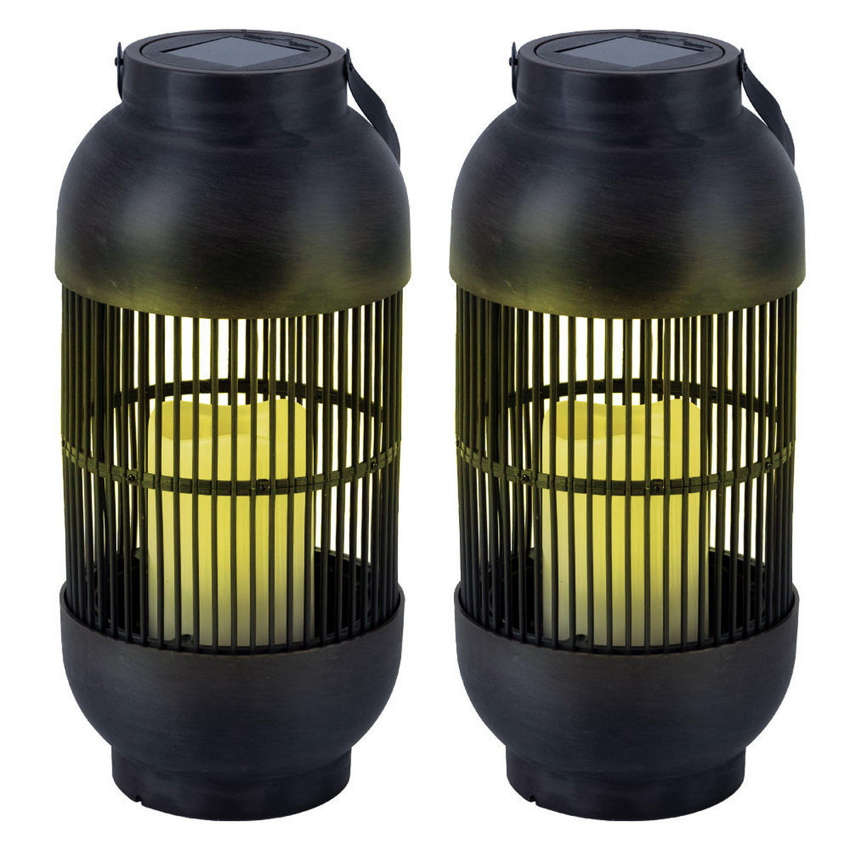 LED AUSSENLEUCHTE Solar Tischleuchte Schwarz 2er Set - Schwarz, Kunststoff (14.5/33/14.5cm)