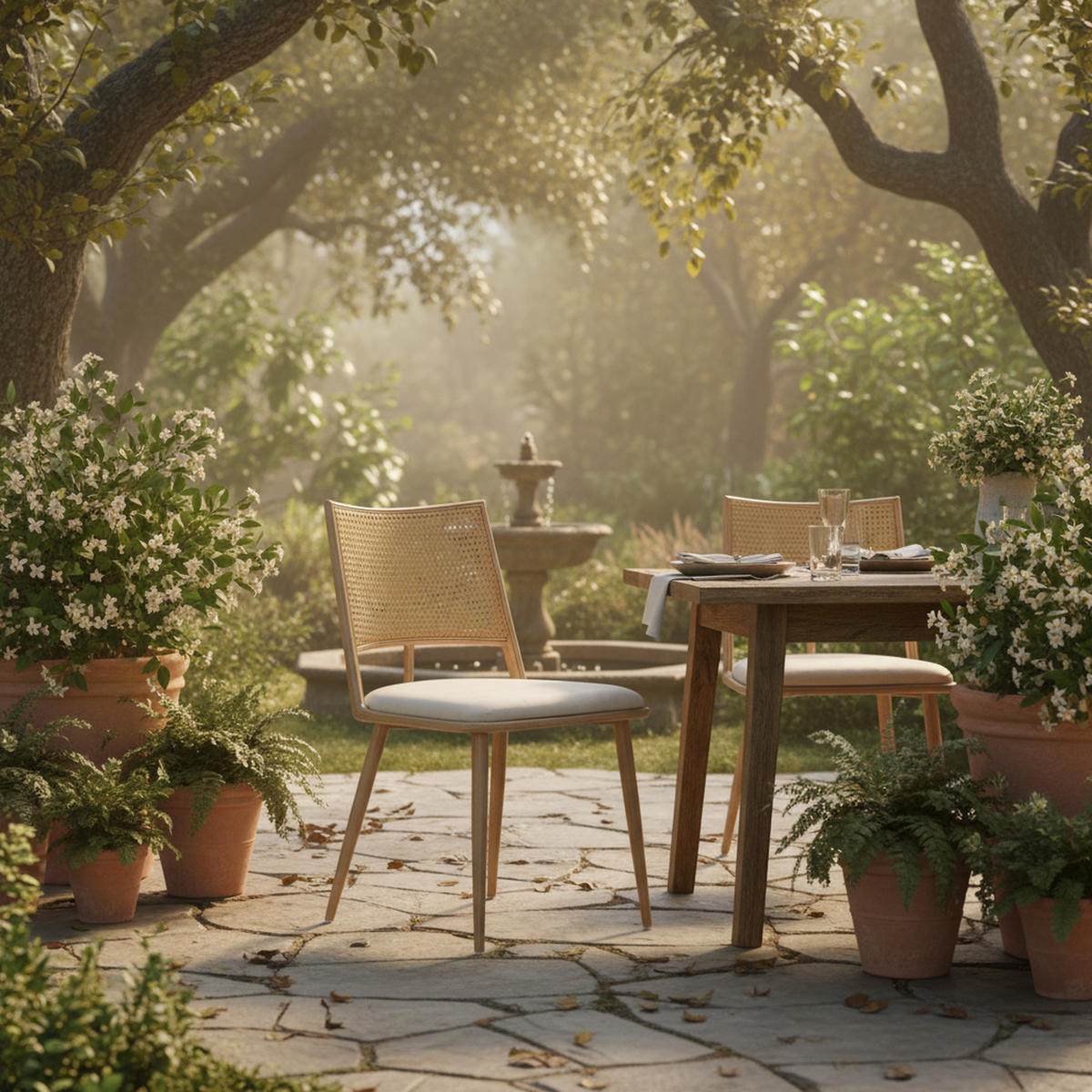 ESSZIMMERSTUHL 2er-Set PU-Sitz, Rattan-Rückenlehne, Beige - Sonoma Eiche, Naturmaterialien/Textil (50/80/56cm) - Urban Meuble