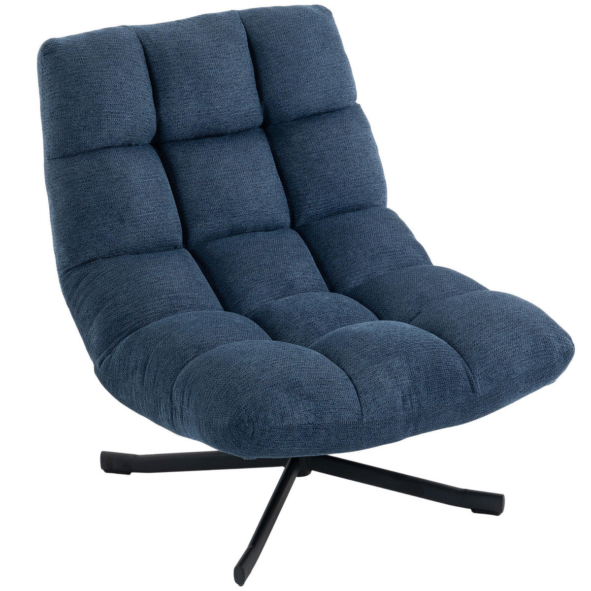 DREHSESSEL Dunkelblau Ohne Armlehnen - Dunkelblau, Textil (95/90/75cm) - PANGIVO