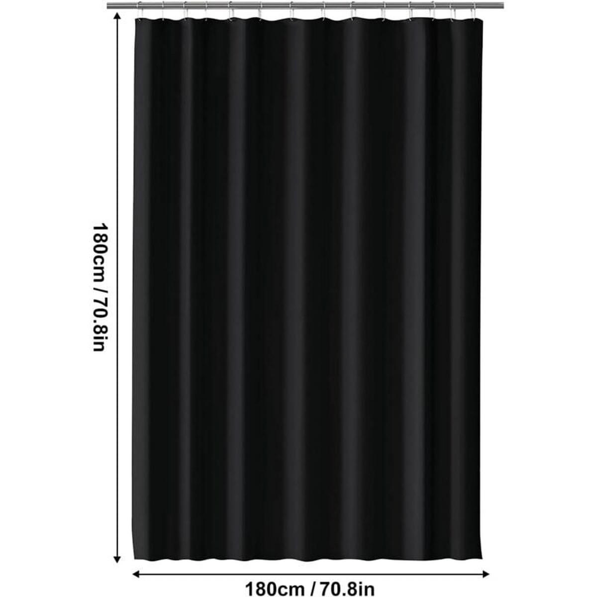 DUSCHVORHANG Schwarz schimmelresistent wasserdicht waschbar mit Ringen - Schwarz, Kunststoff (180/180cm) - MCBOSON