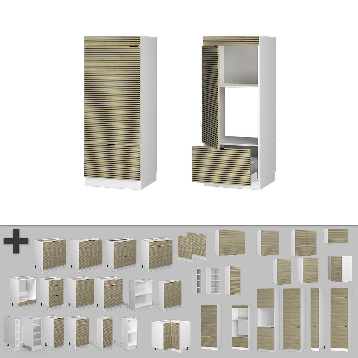 SKŘÍŇKA NA MIKROVLNNOU TROUBU Fame-Line Dubový panel - bílá/barva dubu, kompozitní dřevo (60/153.6/58.1cm) - Vicco