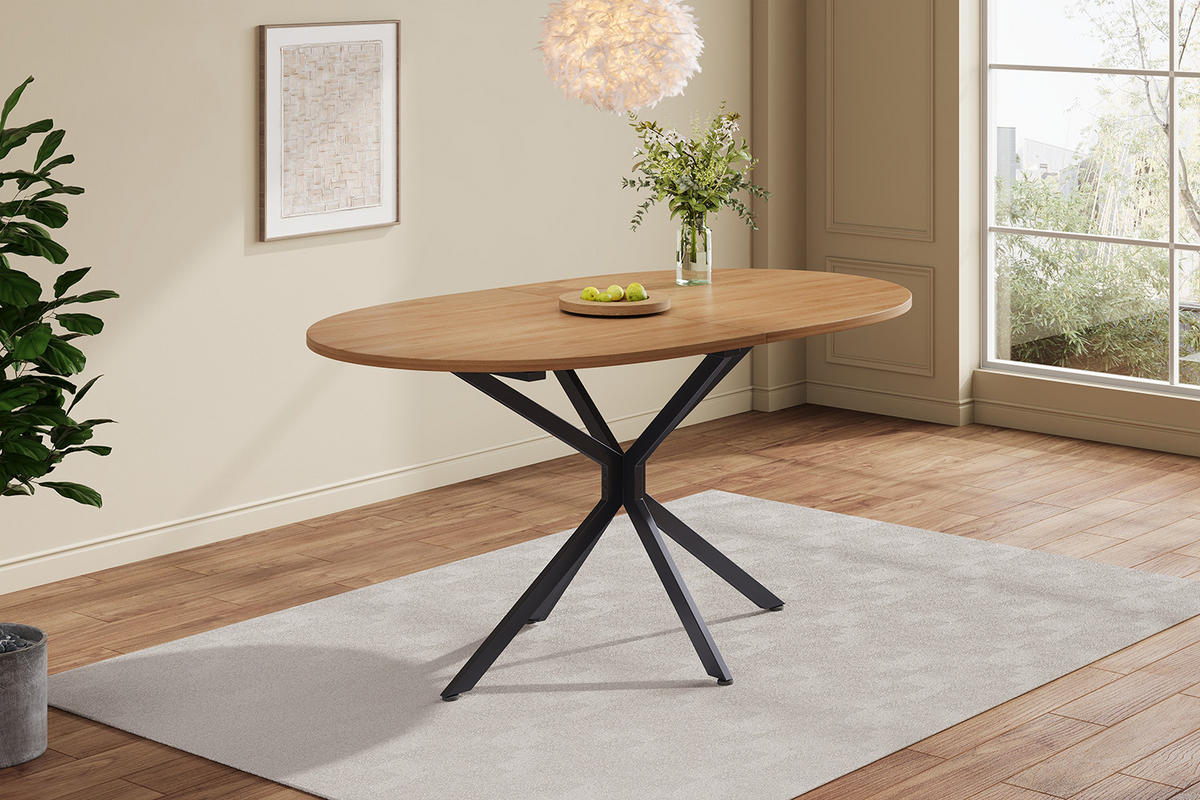 ESSTISCH aus MDF mit Kreuzbein-Design, 120/80/75,5 cm, Natur - Naturfarben, Holzwerkstoff (120/80/75.5cm) - Redom