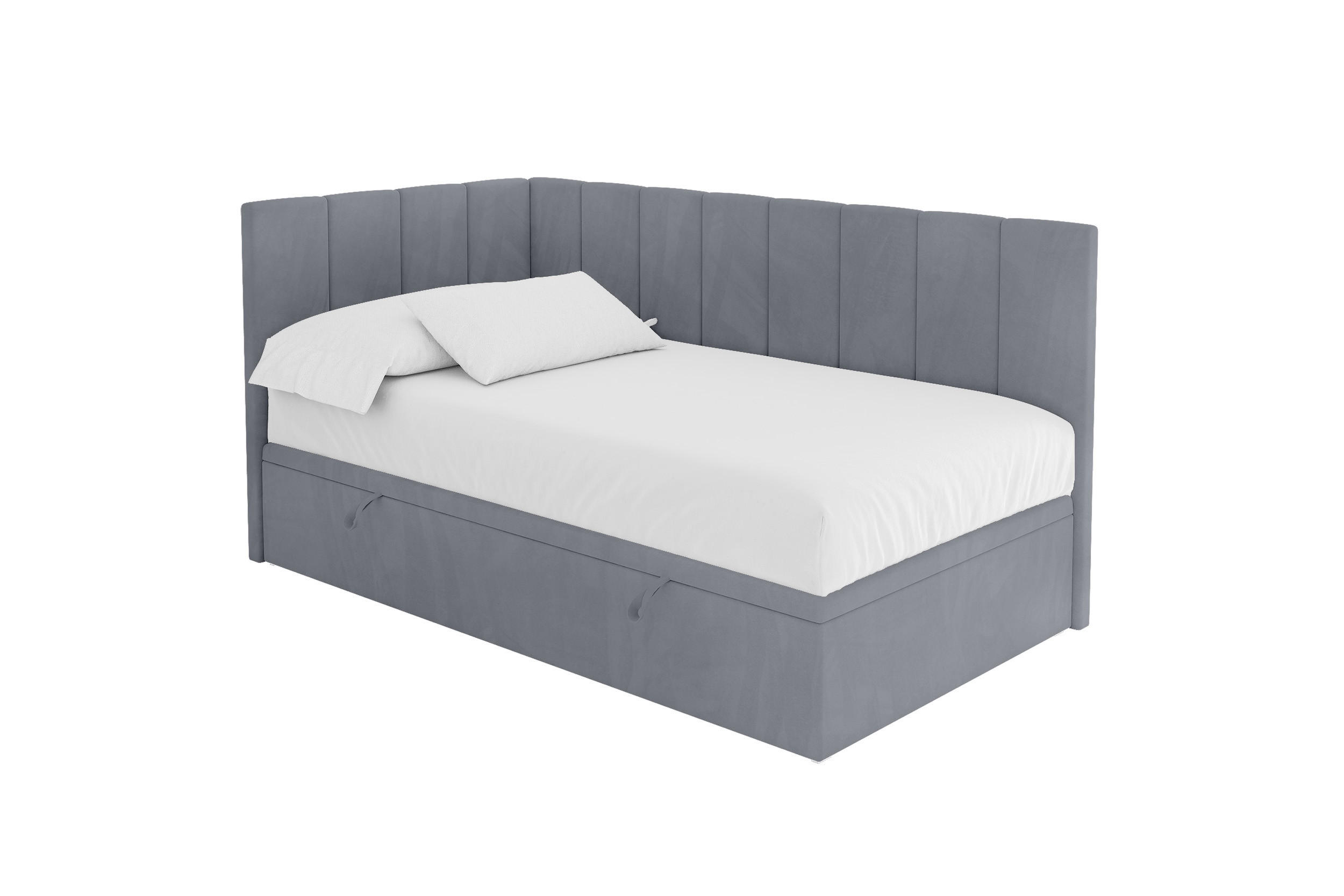 ALTDECOR JEDNOLŮŽKOVÁ POSTEL pro mládež s úložným prostorem vpravo, bez matrace - LOVY 90x200 šedá