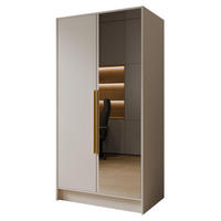 SCHRANK Kaschmir LUSO Glatt Mit Spiegel Und Goldenen Griffen 100 g - Kaschmir/Ecru, Holzwerkstoff (102/200/51cm) - Sepro Meble