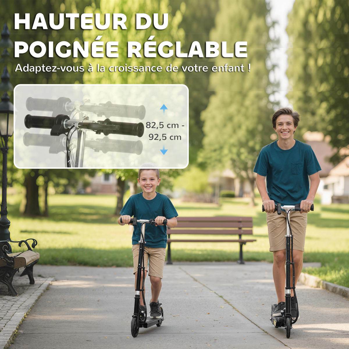 KINDERSCOOTER DE-16953 klappbar 120 W 12 km/h Schwarz - Schwarz, Metall (74/36/91cm) - ComfortXL