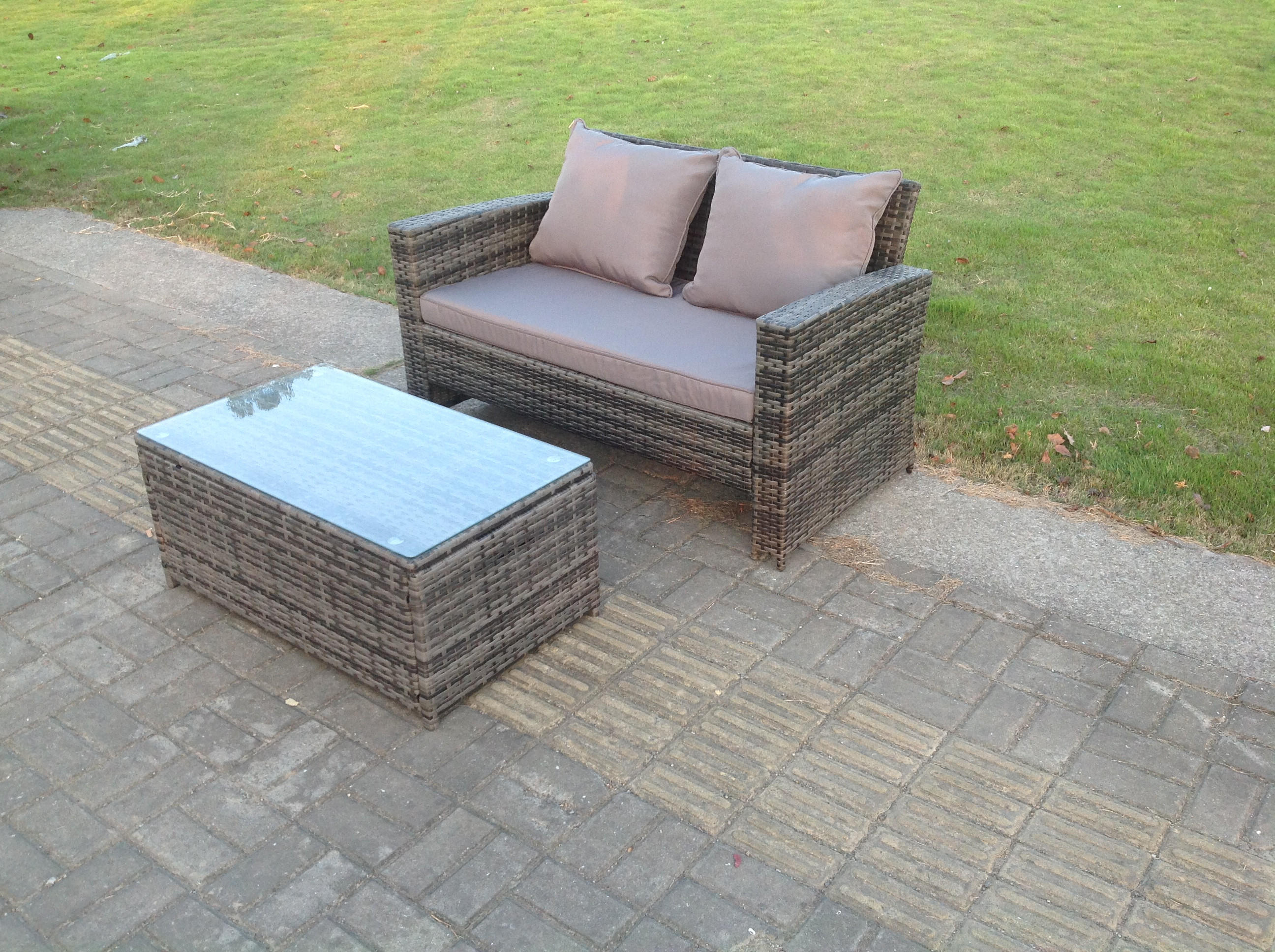 Thumbnail - Fimous Gartenmöbelset, Dunkelgrau, Metall, 2-Sitzer, rechteckig, Gartenmöbel, Gartenmöbel-Sets