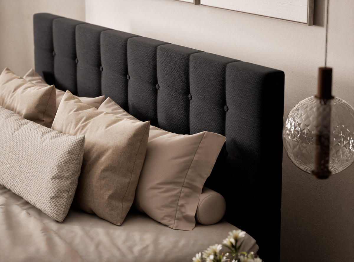 BOXSPRINGBETT Tasca 140/200 cm, in Schwarz, Bettkasten, Matratze, Topper - Schwarz, Holz/Holzwerkstoff (140/200cm) - Maison de Reve