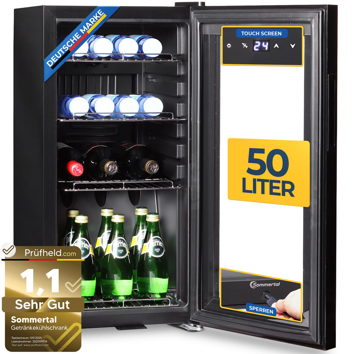 WEINKÜHLSCHRANK GK50 - Schwarz, Metall (40/76cm) - Sommertal
