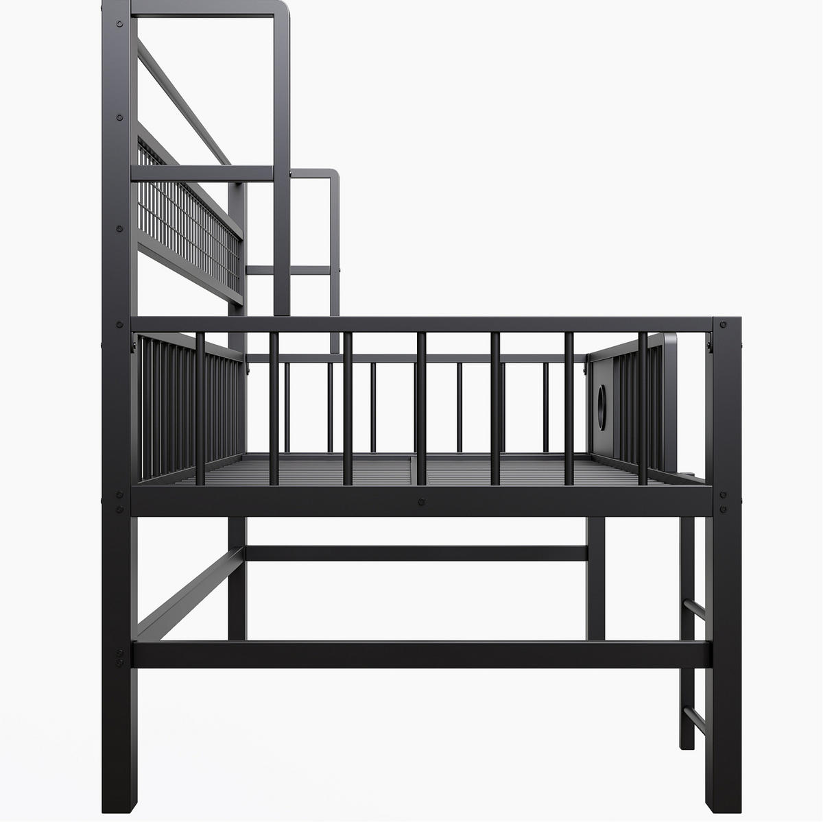 HOCHBETT mit Stauraum 90x200 cm Metall Schwarz - Schwarz, Metall (90/200cm) - Beauniv