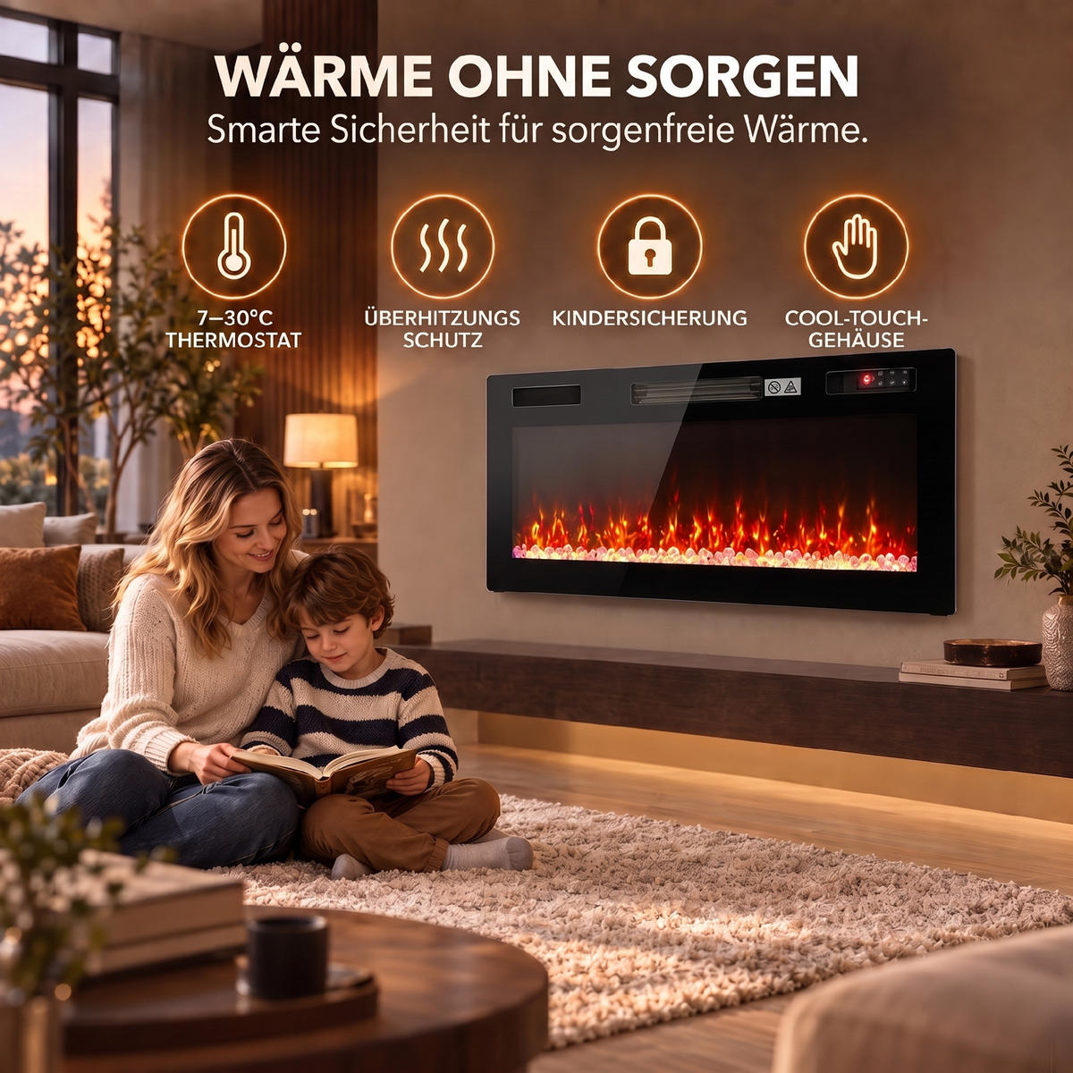 ELEKTROKAMIN Stahl Schwarz - Schwarz, Metall (8.3/46/92cm) - HOMCOM