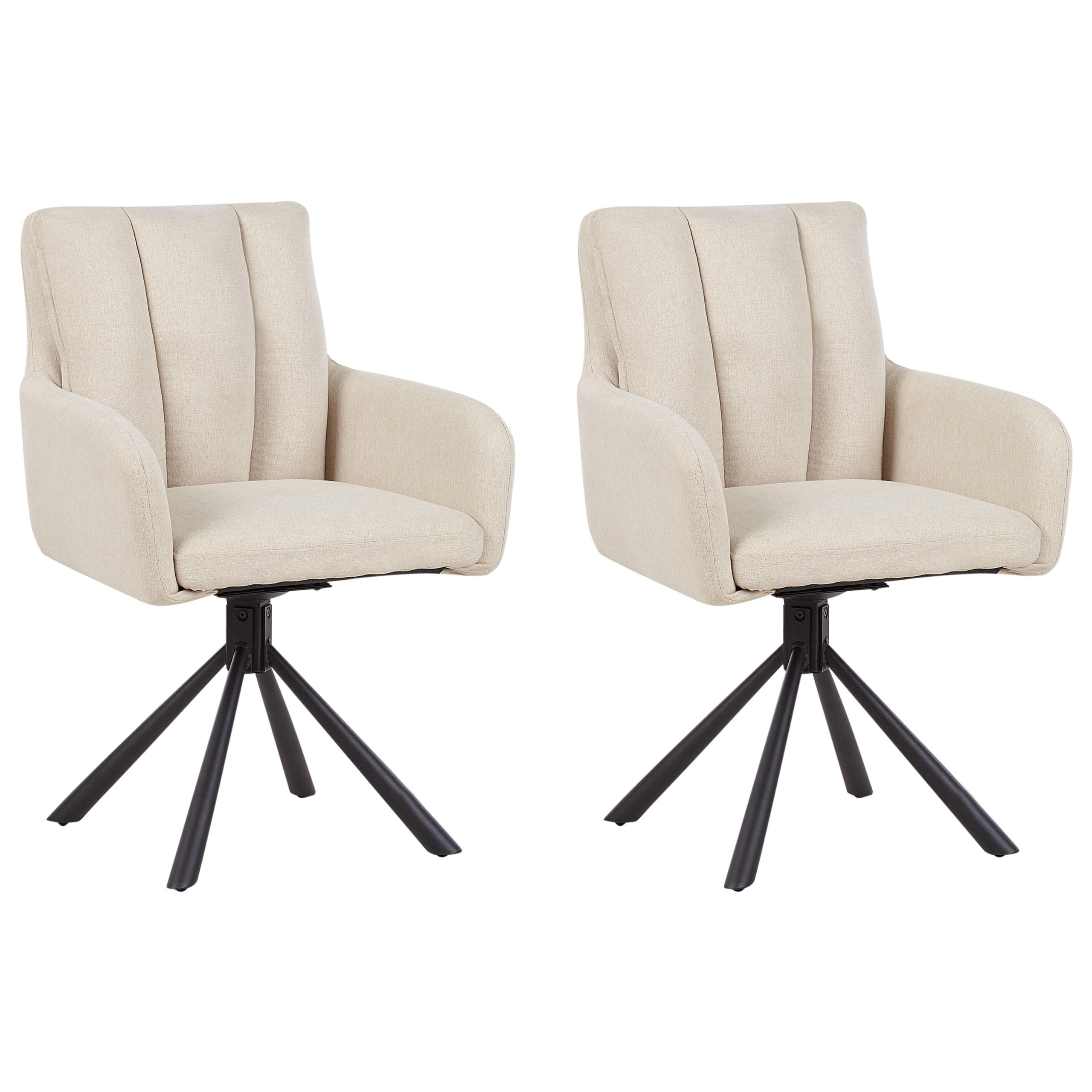 ESSZIMMERSTUHL 2er-Set Beige Sardoal - Beige/Schwarz, Textil (56/86/65cm) - Beliani