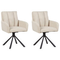 ESSZIMMERSTUHL 2er-Set Beige Sardoal - Beige/Schwarz, Textil (56/86/65cm) - Beliani
