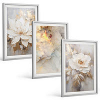 BILDER SET 3er Set - 40x60 cm Silberner Rahmen - Blumen heller abstrakter Hintergrund - Silberfarben, Kunststoff (40/60cm) - TULUP