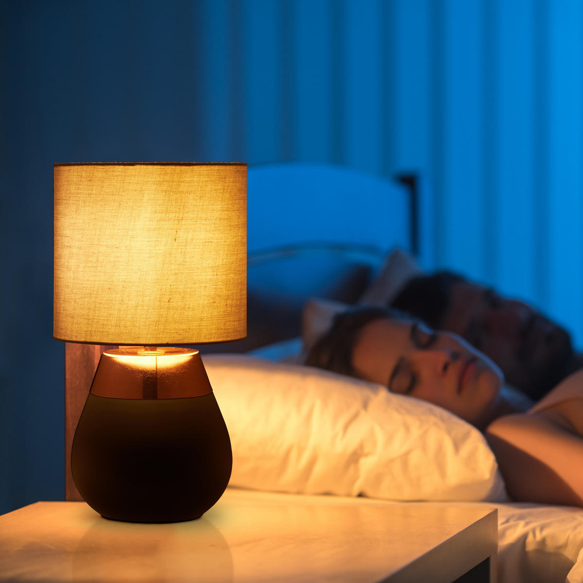 NACHTTISCHLAMPE - Multicolor, Kunststoff/Textil (18/18/32.5cm) - Relaxdays