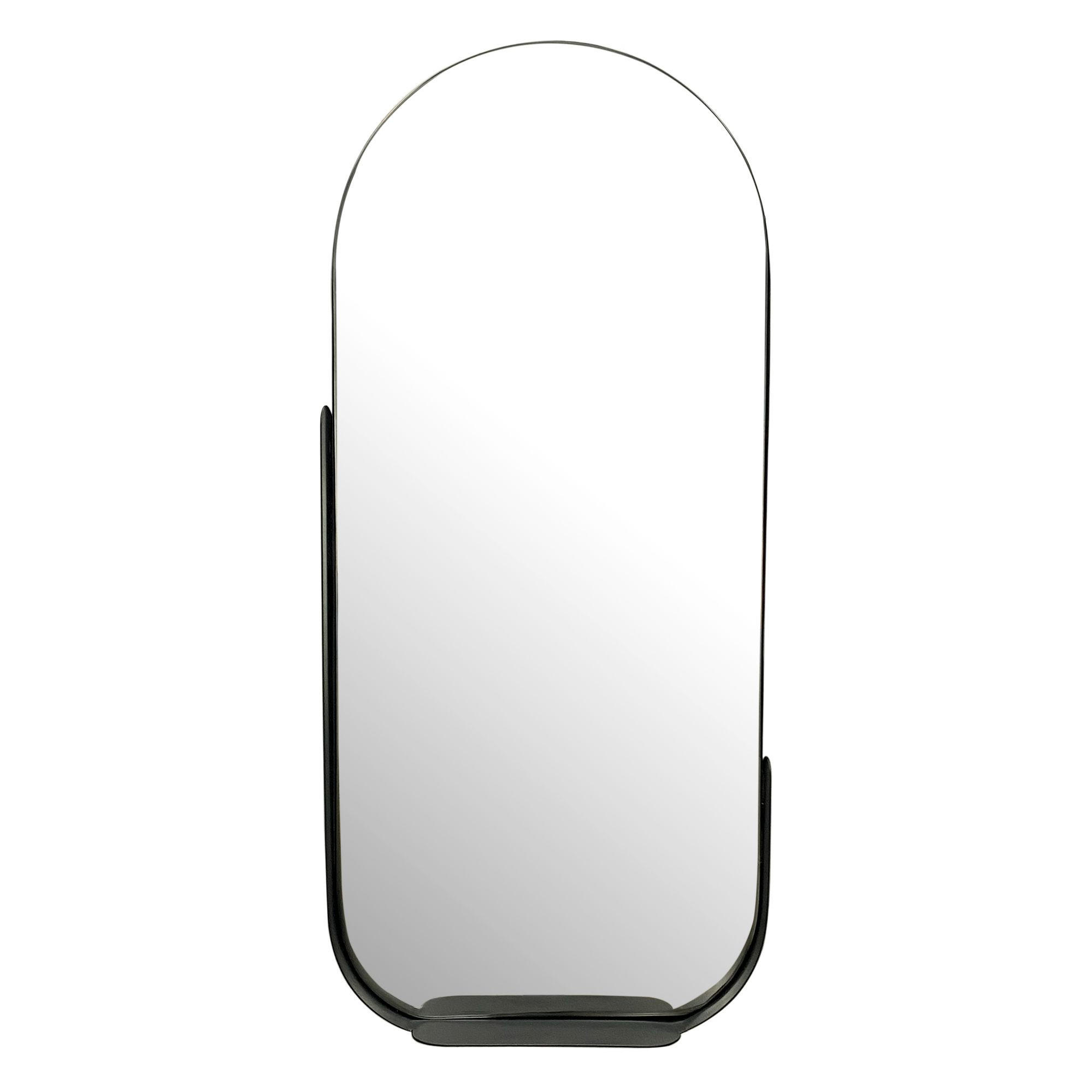 WANDSPIEGEL Oval Metall Schwarz 51x114 cm Mit Ablage - Schwarz, Glas (51/114/8cm) - KADIMA DESIGN