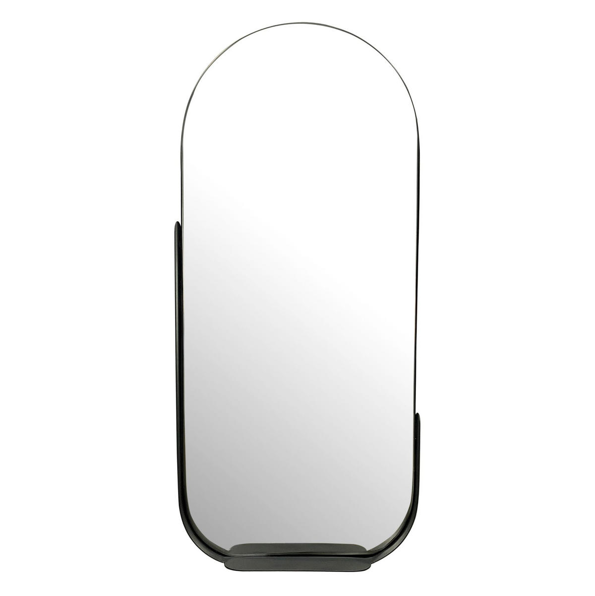WANDSPIEGEL Oval Metall Schwarz 51x114 cm Mit Ablage - Schwarz, Glas (51/114/8cm) - KADIMA DESIGN